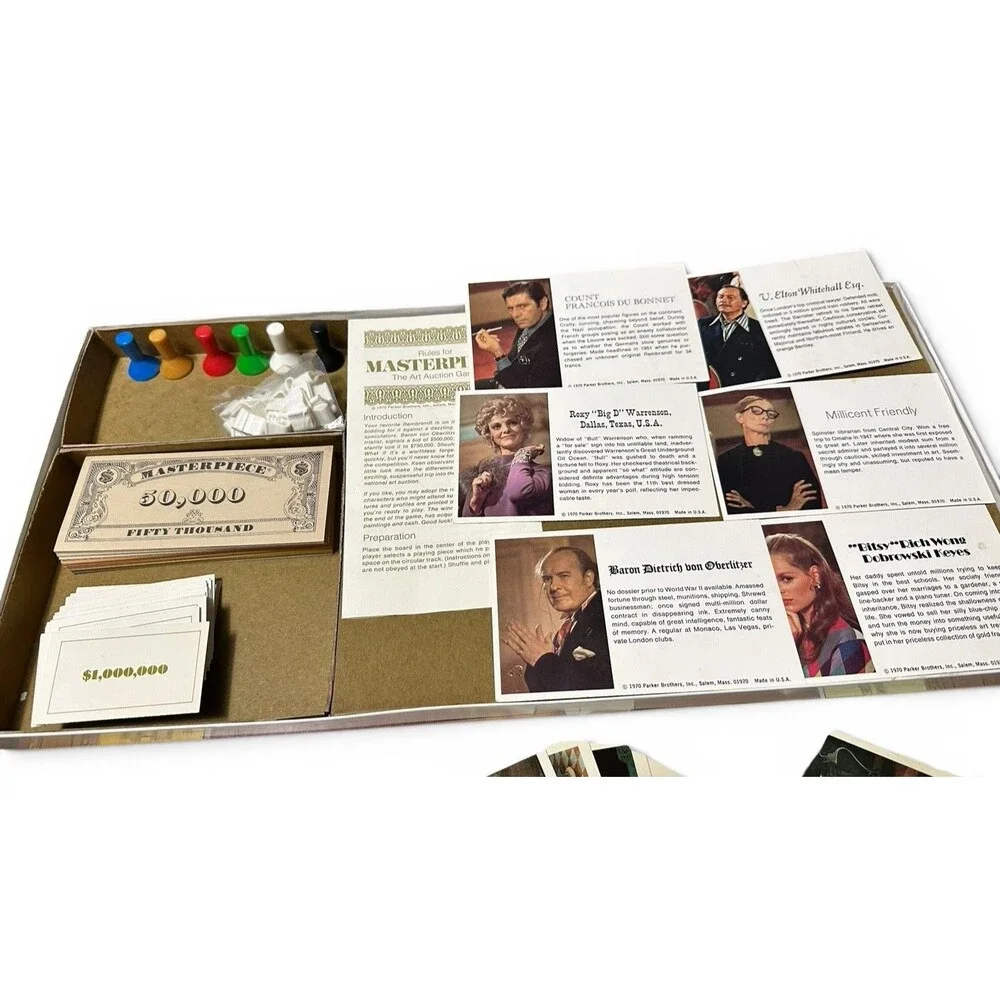 Vintage 1970s Masterpiece The Art Auction Game Board by Parker Brothers